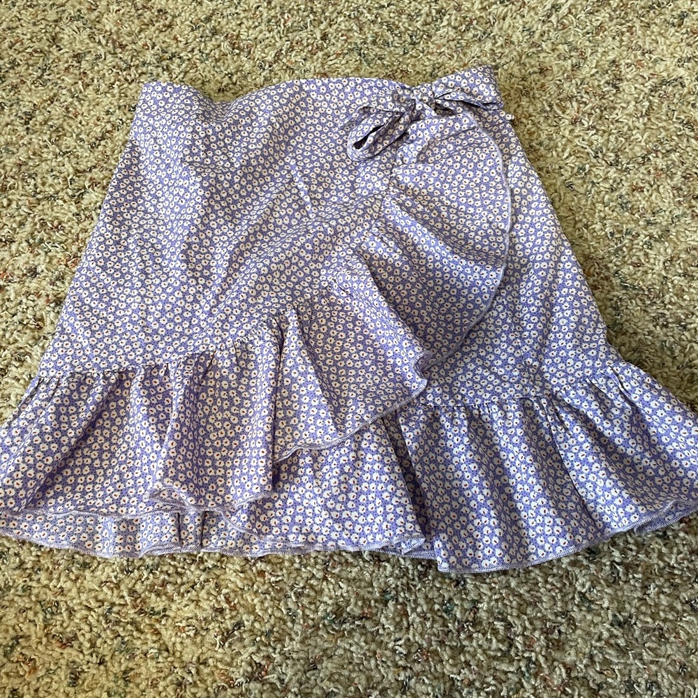 SHEIN Blue and Purple Mini Wrap Skirt